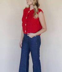 Velvet Heart - Chunky Knit Sweater With Accent