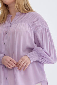 Entro - Sara Curve Pleated Detail Button Up Blouse