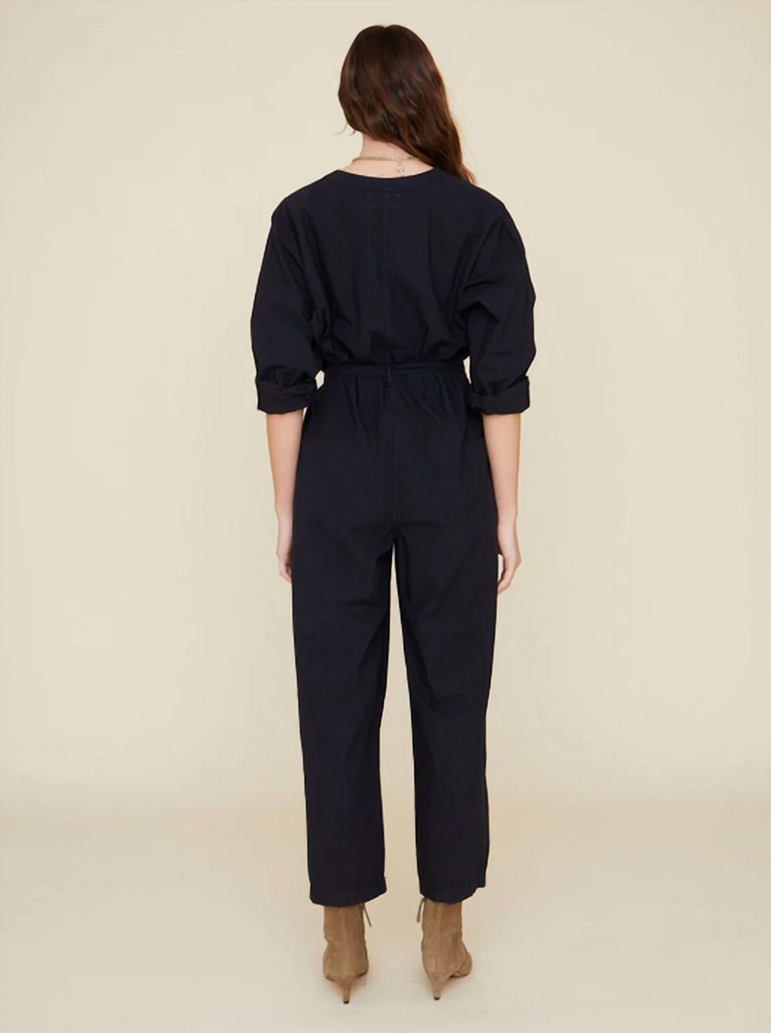 XIRENA Kenton Elbow Sleeve Jumpsuit in black - women's pants - detail view