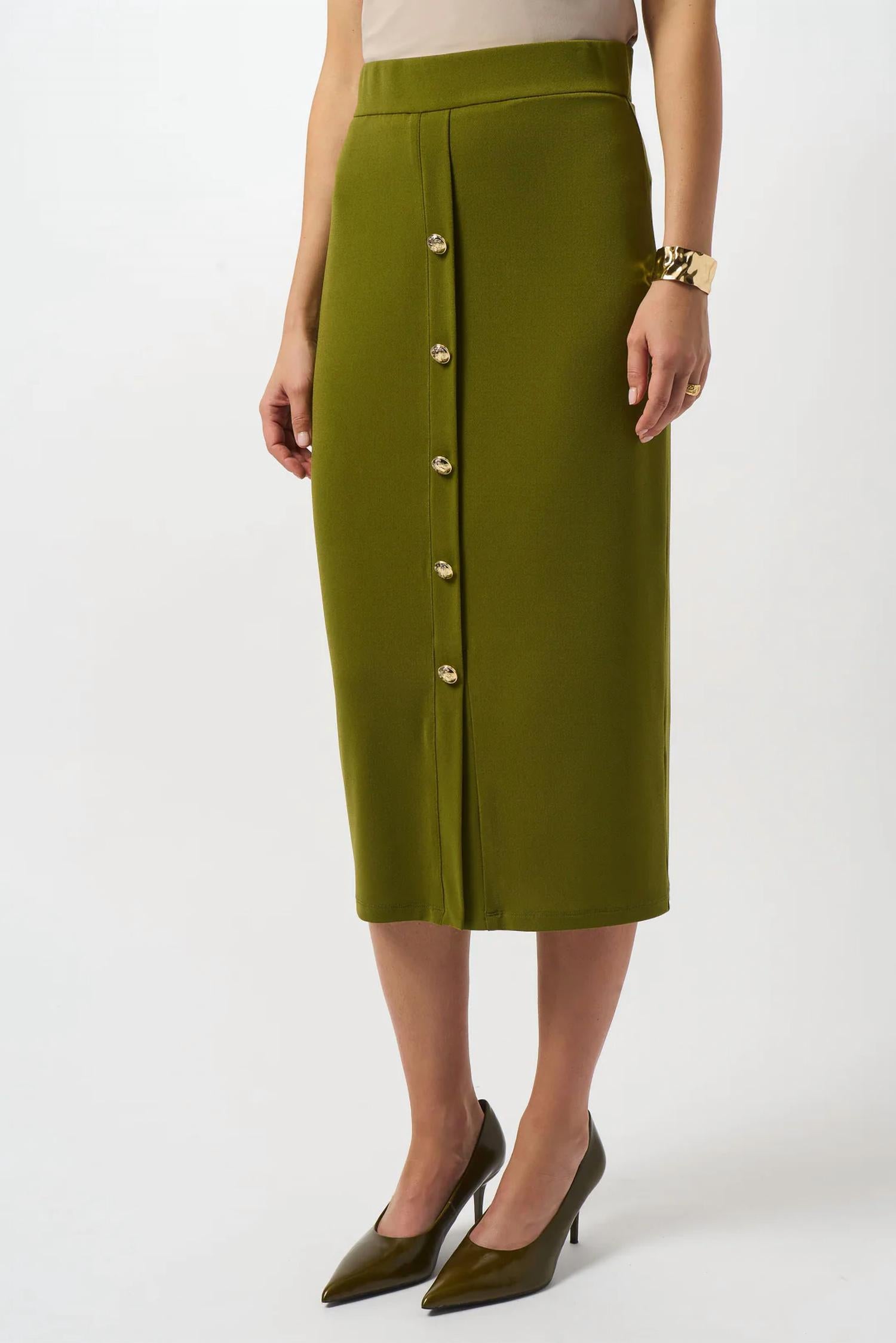 Joseph Ribkoff - Crepe Knit Pull On Midi Pencil Skirt
