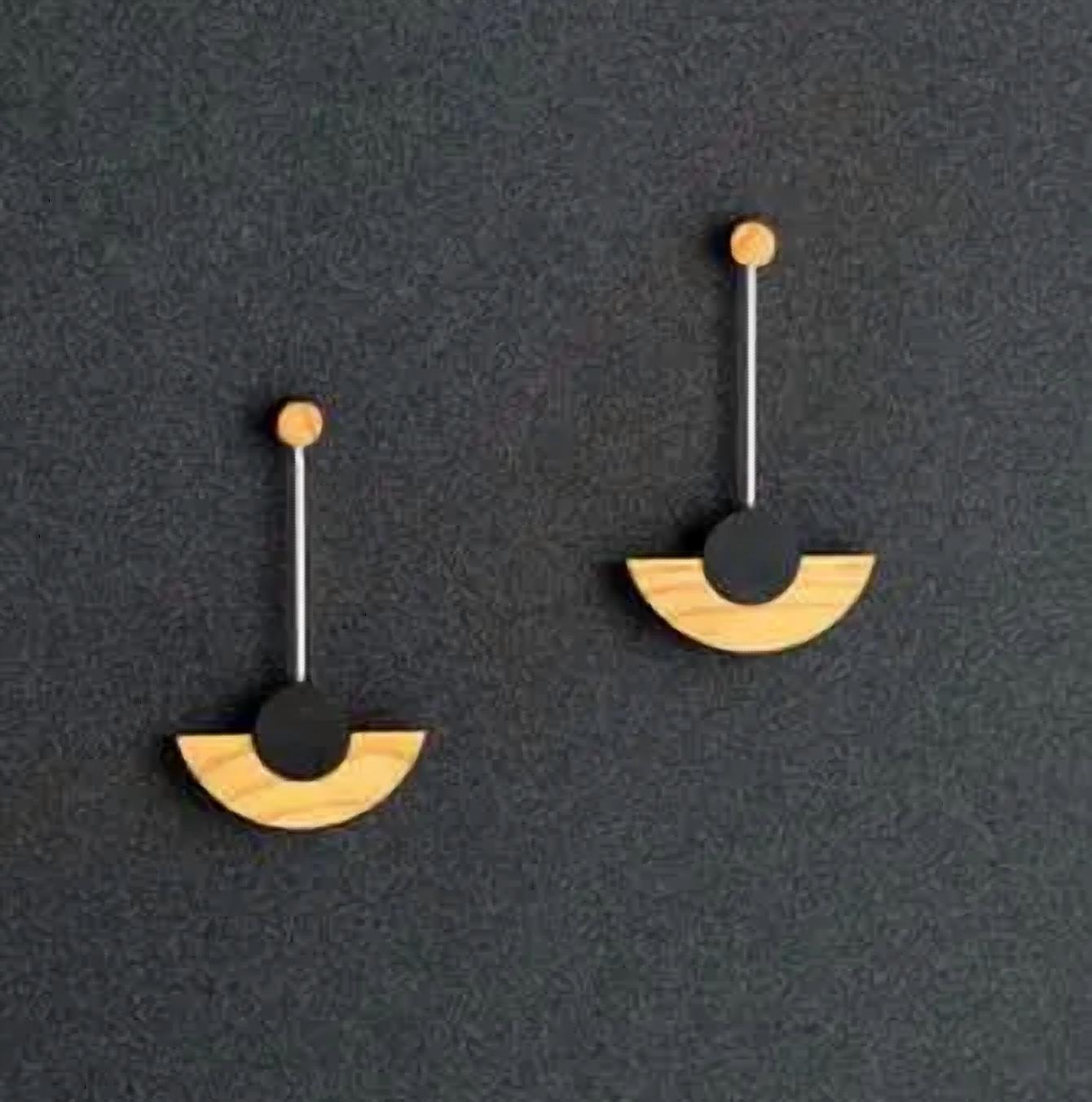 Rowena Sheen - Women's Wood Pendulum Drop Earrings