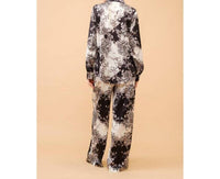 INA Fashion Long Sleeve Printed Blouse in black multi - women's blouse - alternate view