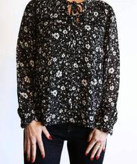 Able - Annette Tie Blouse - black - blouses - clothing