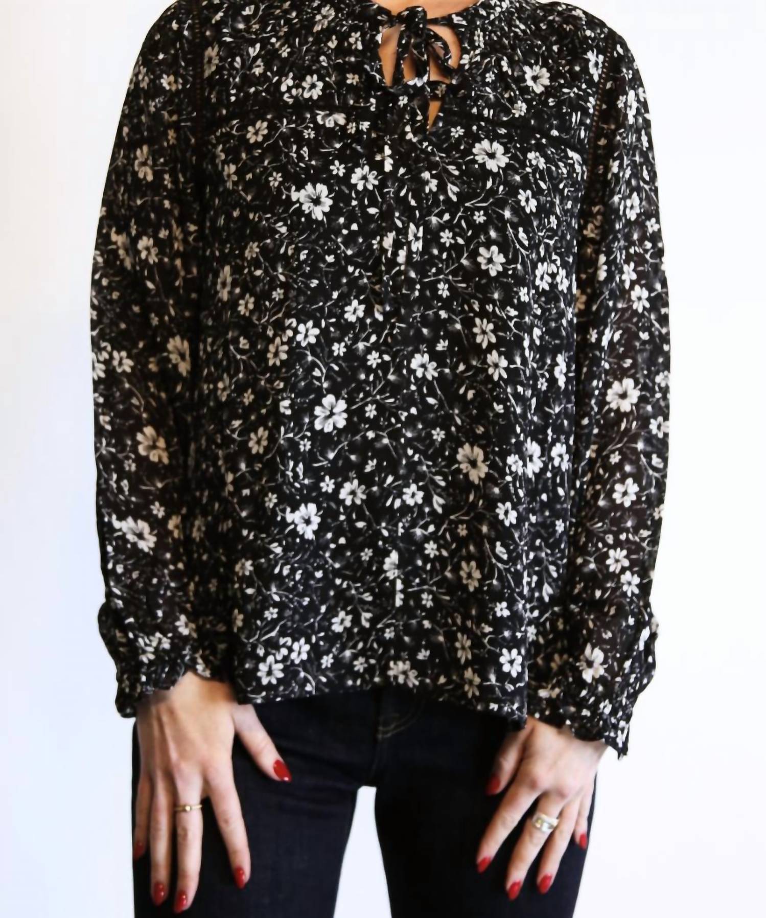 Able - Annette Tie Blouse - black - blouses - clothing