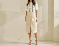 Able - Begged and Pleated Midi Skirt