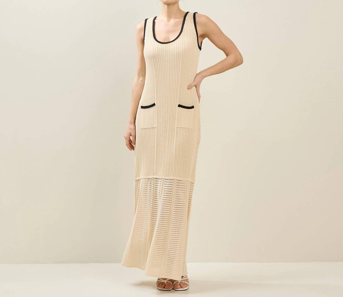 Able - Contrast Trim Knit Maxi Dress
