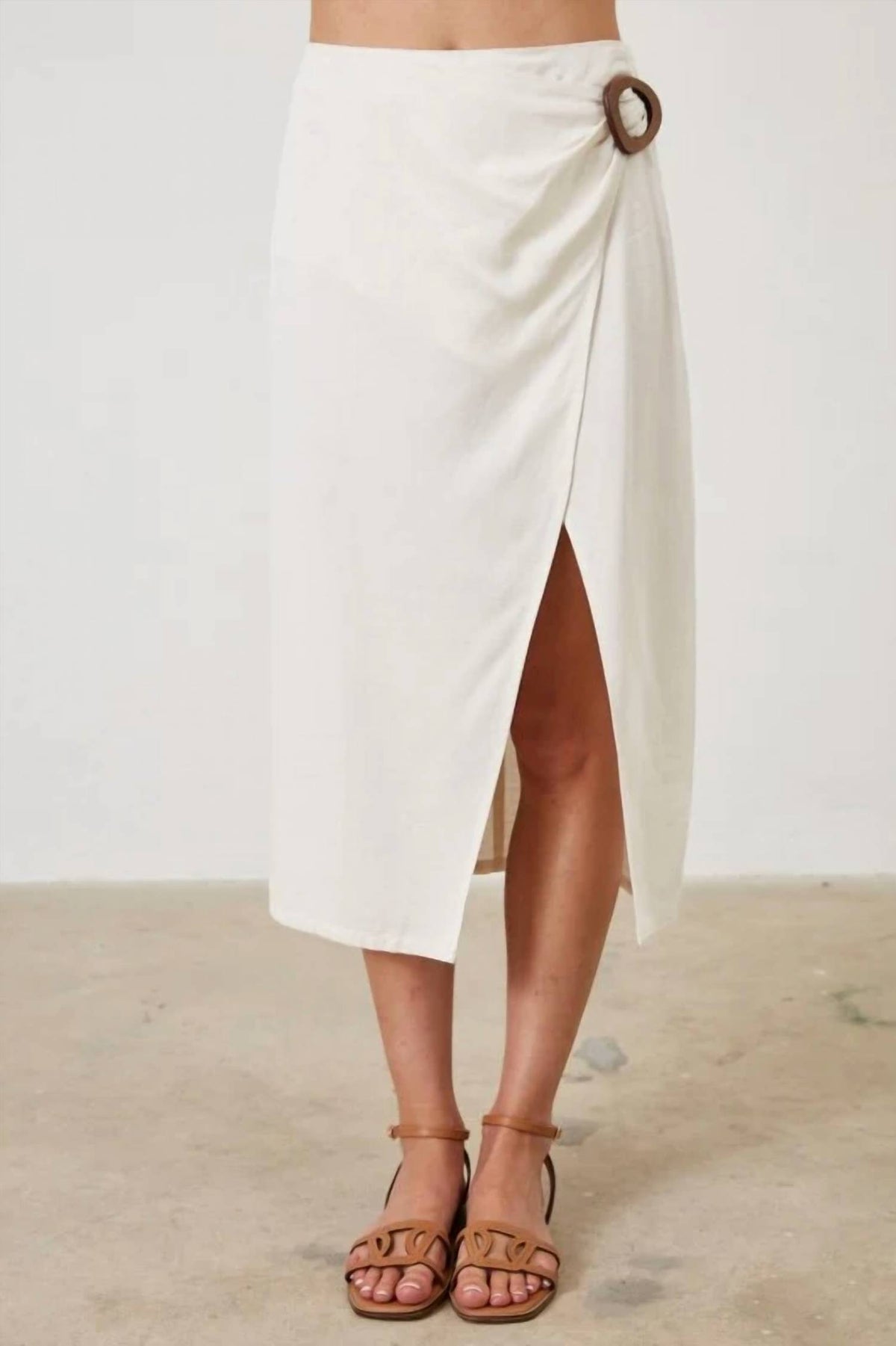 Able - Linen Blend Wrap Midi Skirt
