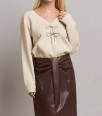 Able - Rhinestone Bow Sweater - clothing - shirts - solid