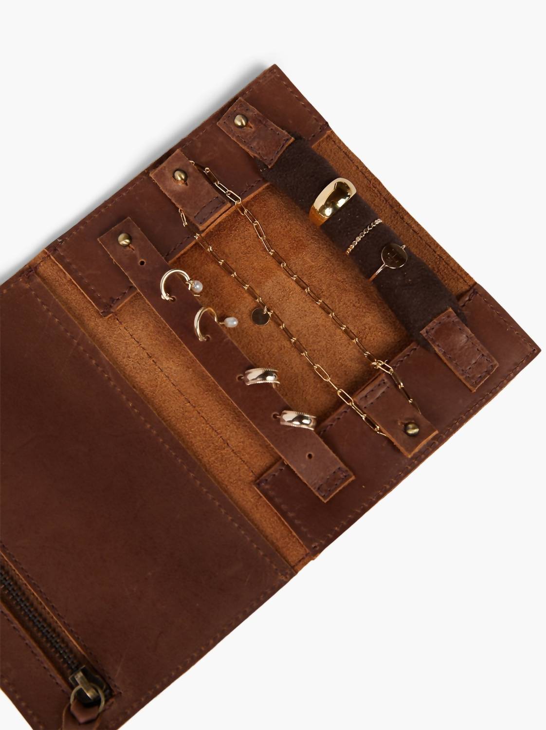 Able - Sarah Jewelry Roll - brown - home - jewelry - holders