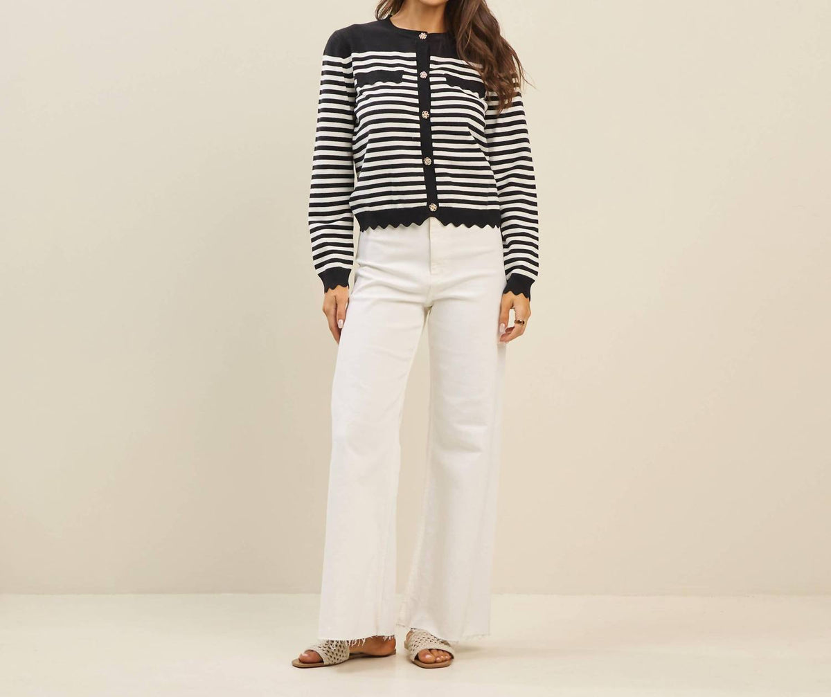 Able - Scalloped Stripe Cardigan