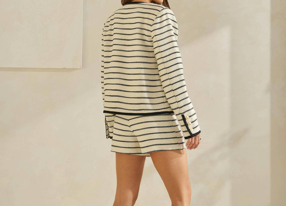 Able - Striped Tweed Cardigan Jacket