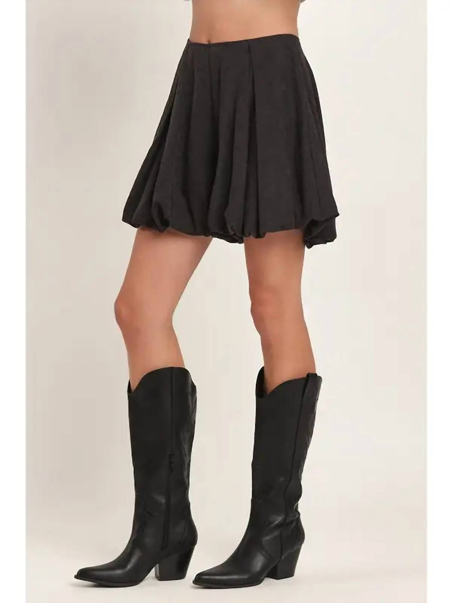 Able - Suede Balloon Skort - black - clothing - shorts