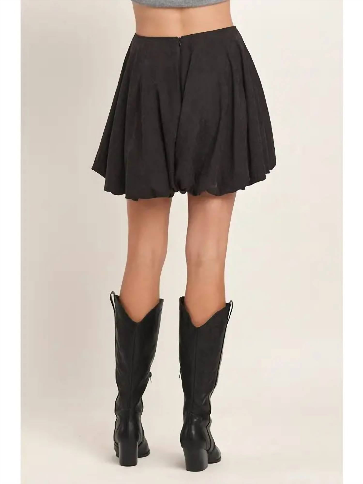 Able - Suede Balloon Skort - black - clothing - shorts