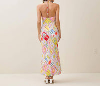 Able - Tropical Print Halter Maxi Dress