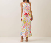Able - Tropical Print Halter Maxi Dress