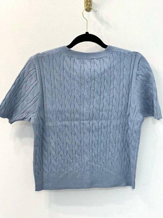 Able - Women's Cable Knit Sweater - blue - clothing - crew