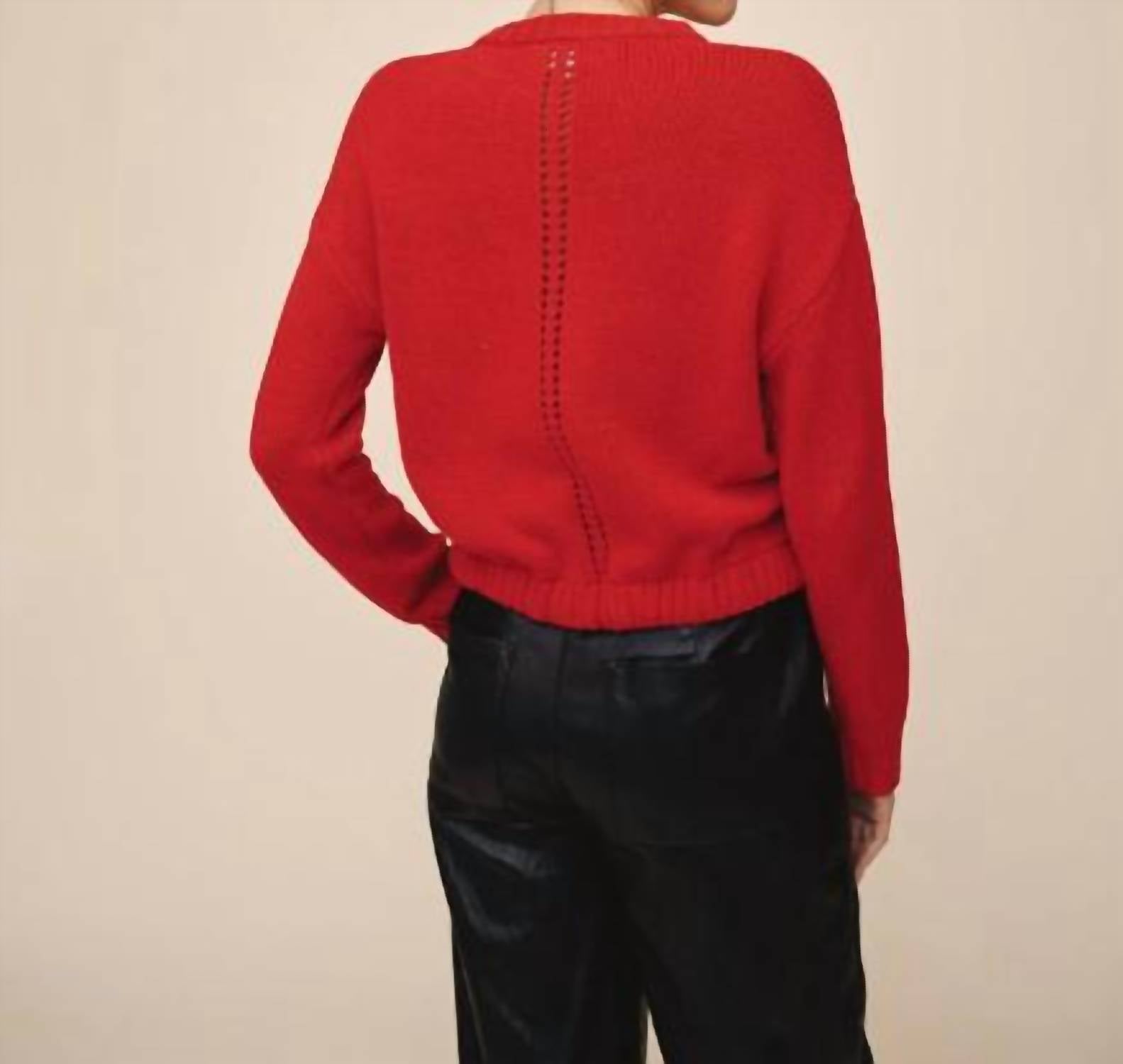 Bella Dahl Tie Waist Cardigan in crimson cherry 1 - women's cardigan - alternate view