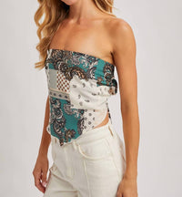 Bluivy - Women's Paisley Crossover Halter Neck Bandeau Top
