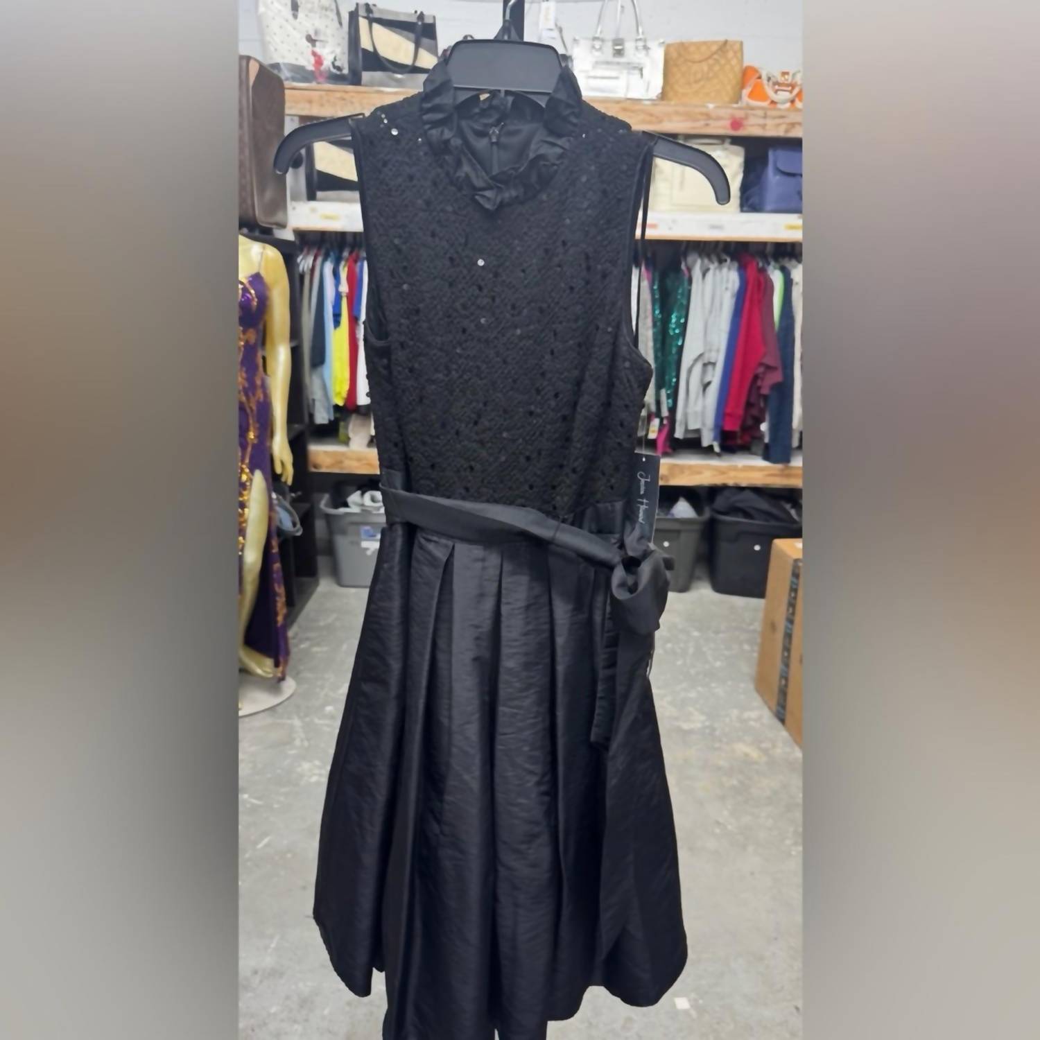 Jessica Howard Textured Mini Dress in black - women's dress - detail view