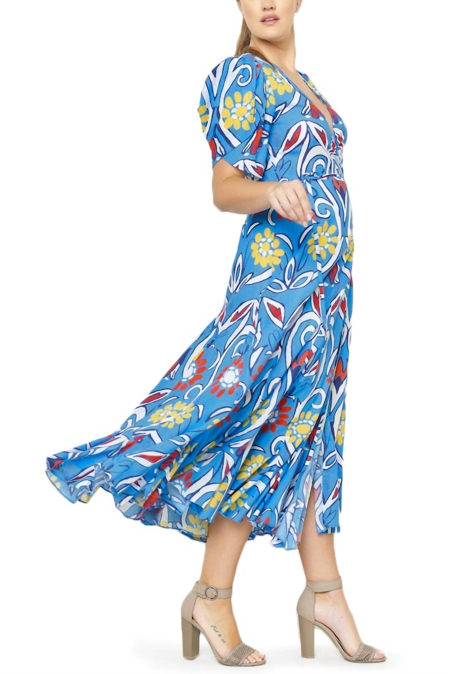 Izula Wrap Dress Roco Celeste