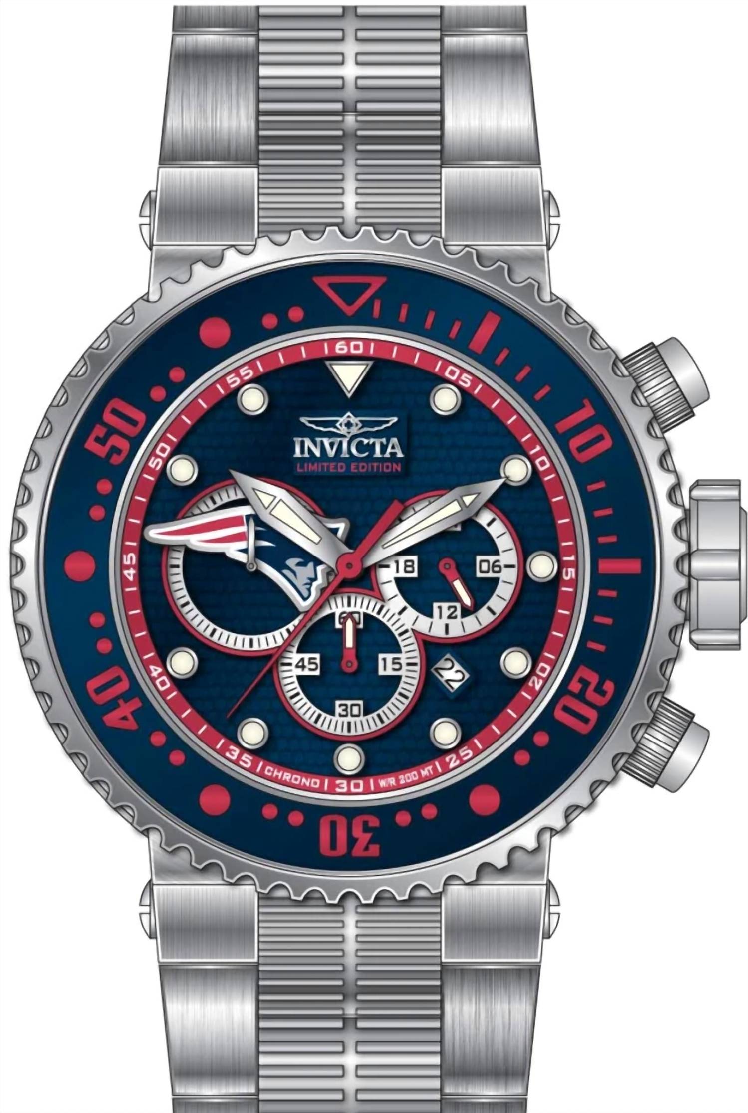 Invicta - Men's Nfl Grand Pro Diver 52mm Quartz Chrono Bracelet Watch