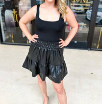 Style Usa - Love The Leather Ruffled Mini Skirt
