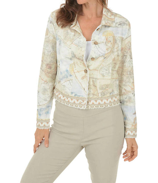 Charlie B - Printed Long Sleeve Button Front Jacket