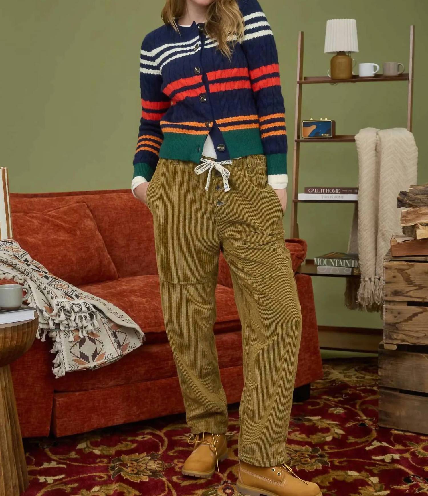 Blu Pepper - Stripe Cable Knit Button Down Cardigan