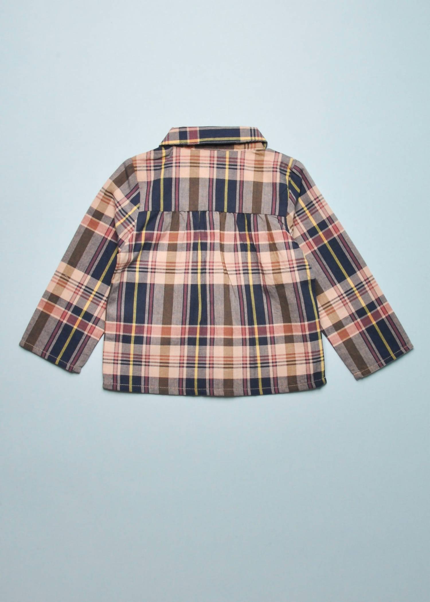 Emile & Ida Girls Plaid Kurta in madras - kids' shirt - detail view