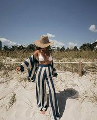 Little Trendy - Cover Up Button Up Tops With Pants Crochet Set