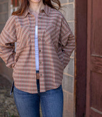 Hem & Thread Take It From Me Flannel Shirt in brown - women's shirt - view 6