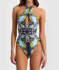Pq Swim - Antique Scroll Cross Front One Piece Swimsuit