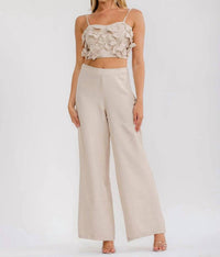 Little Secret Of Mine - Petals & Prosecco Flower Detail Top & Zip Up Pants Set