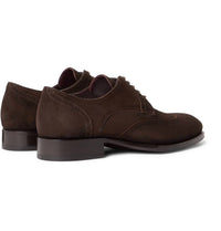 Brioni Men's Suede Brogue Derby Shoes in brown - men's shoe - alternate view