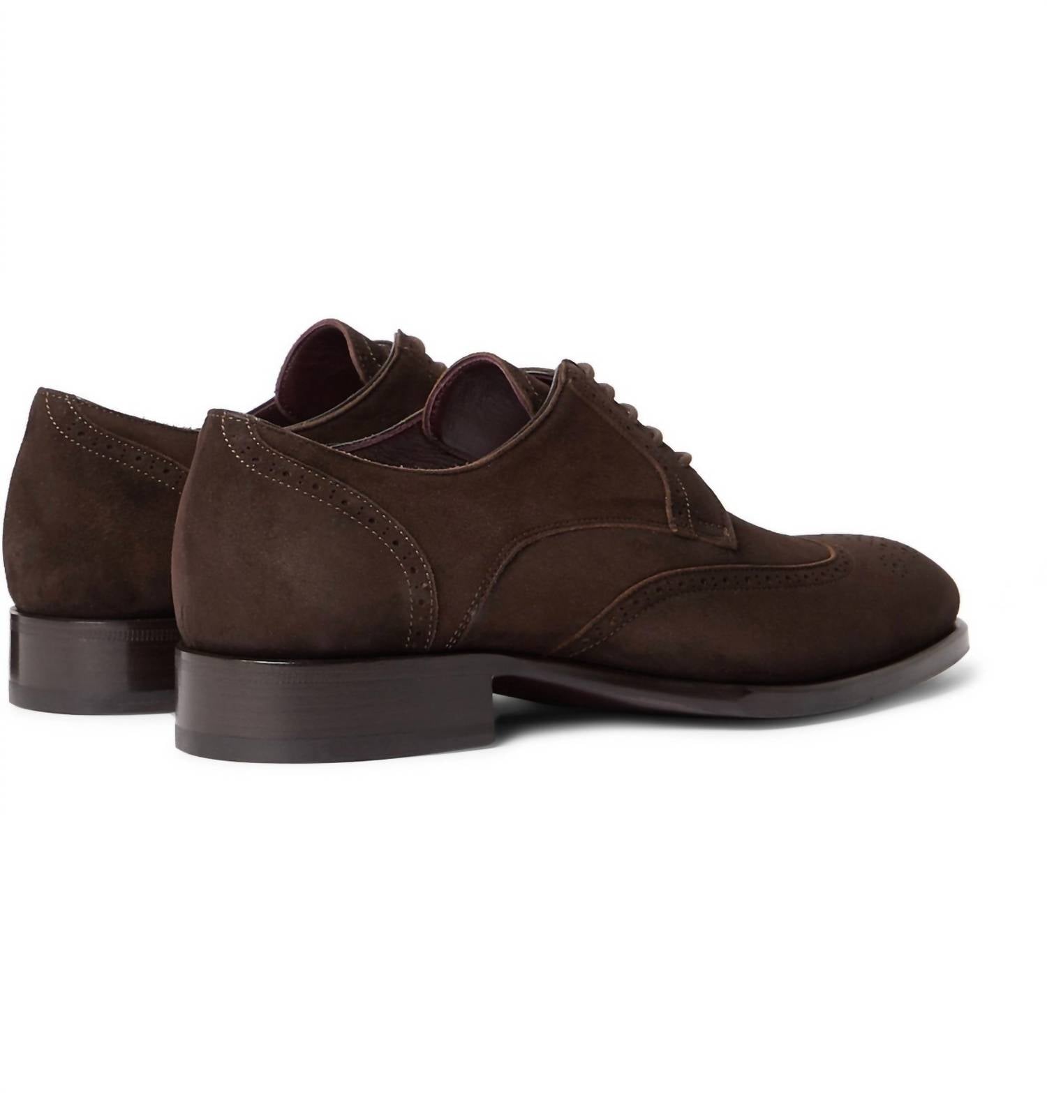 Brioni Men's Suede Brogue Derby Shoes in brown - men's shoe - alternate view