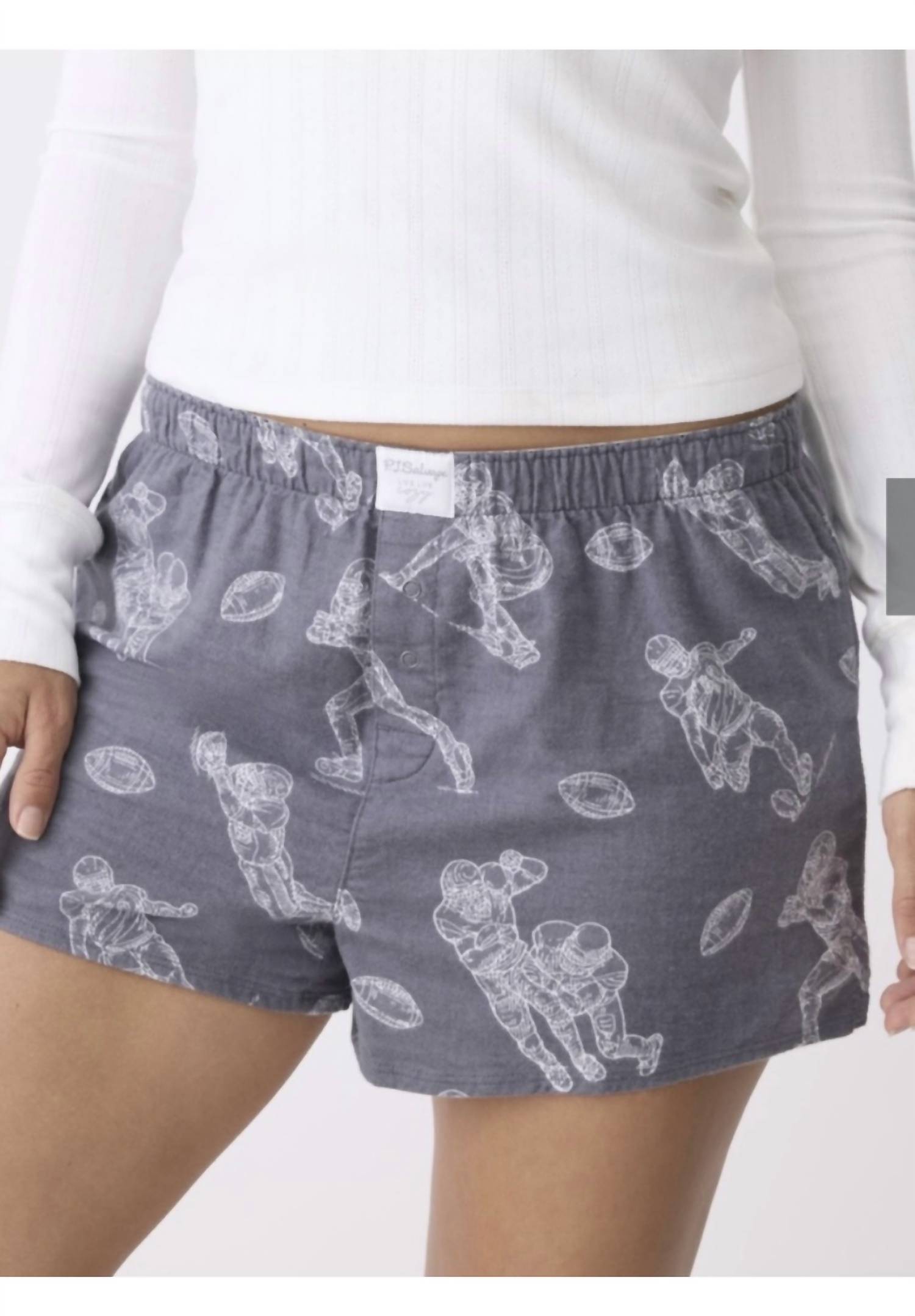 PJ Salvage game day flannel shorts in charcoal - women's intimate