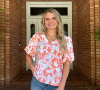 Mary Square Kenzie Botanical Bliss Top in white - women's blouse - alternate view