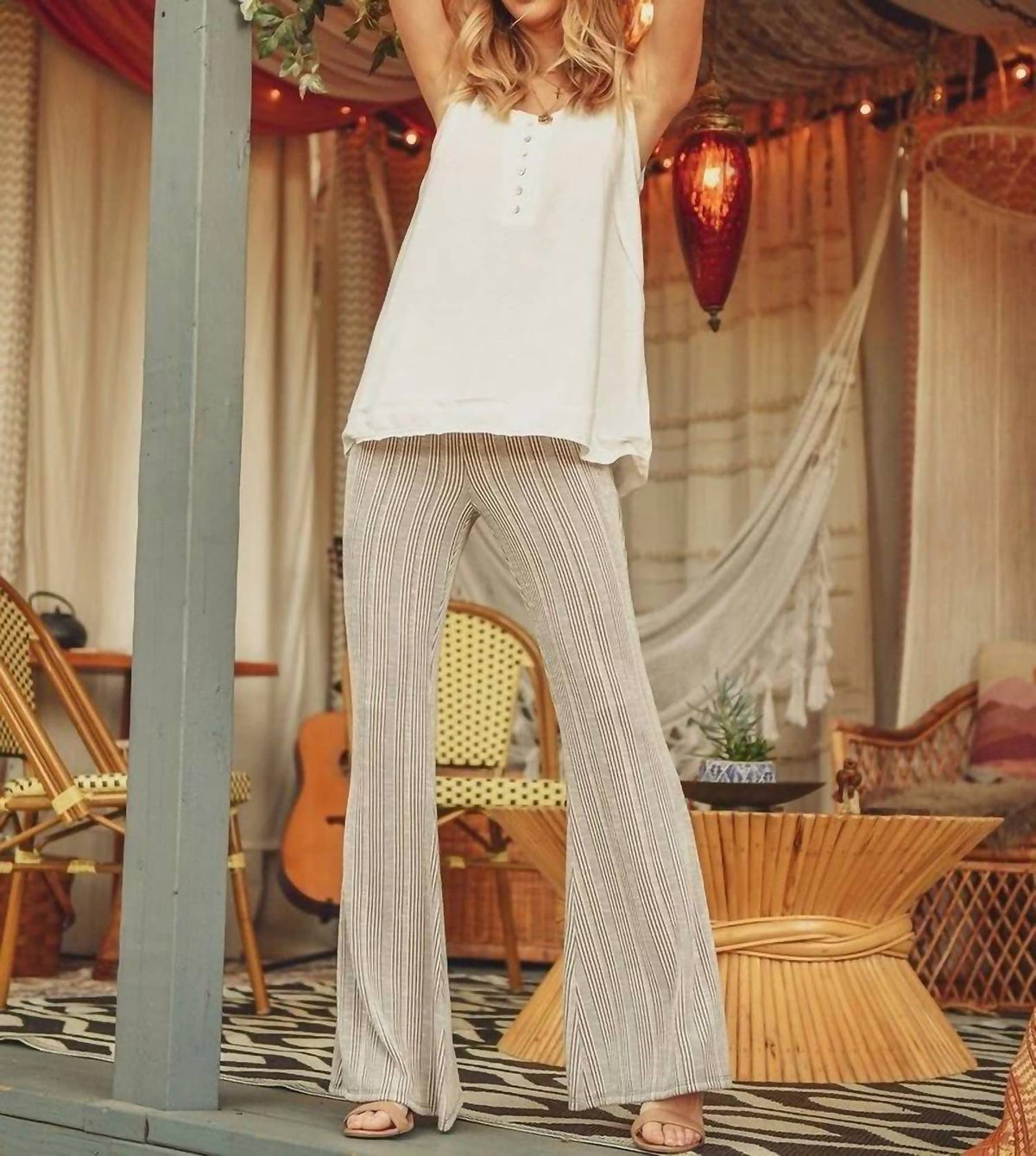 Jodifl - Flare Legs Striped Leggings