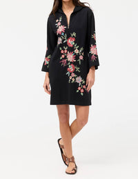 Johnny Was ZIP UP HOODED KNIT BEACH DRESS JUNIE in black - women's dress