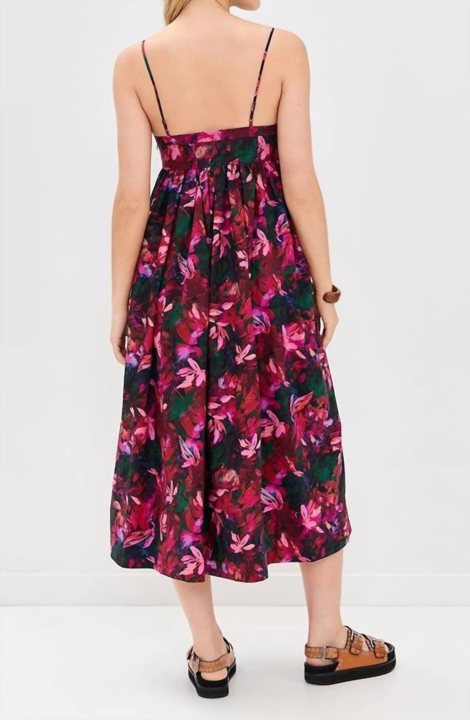 Ulla Johnson Lucille Floral Midi Dress in hibiscus - women's dress - alternate view