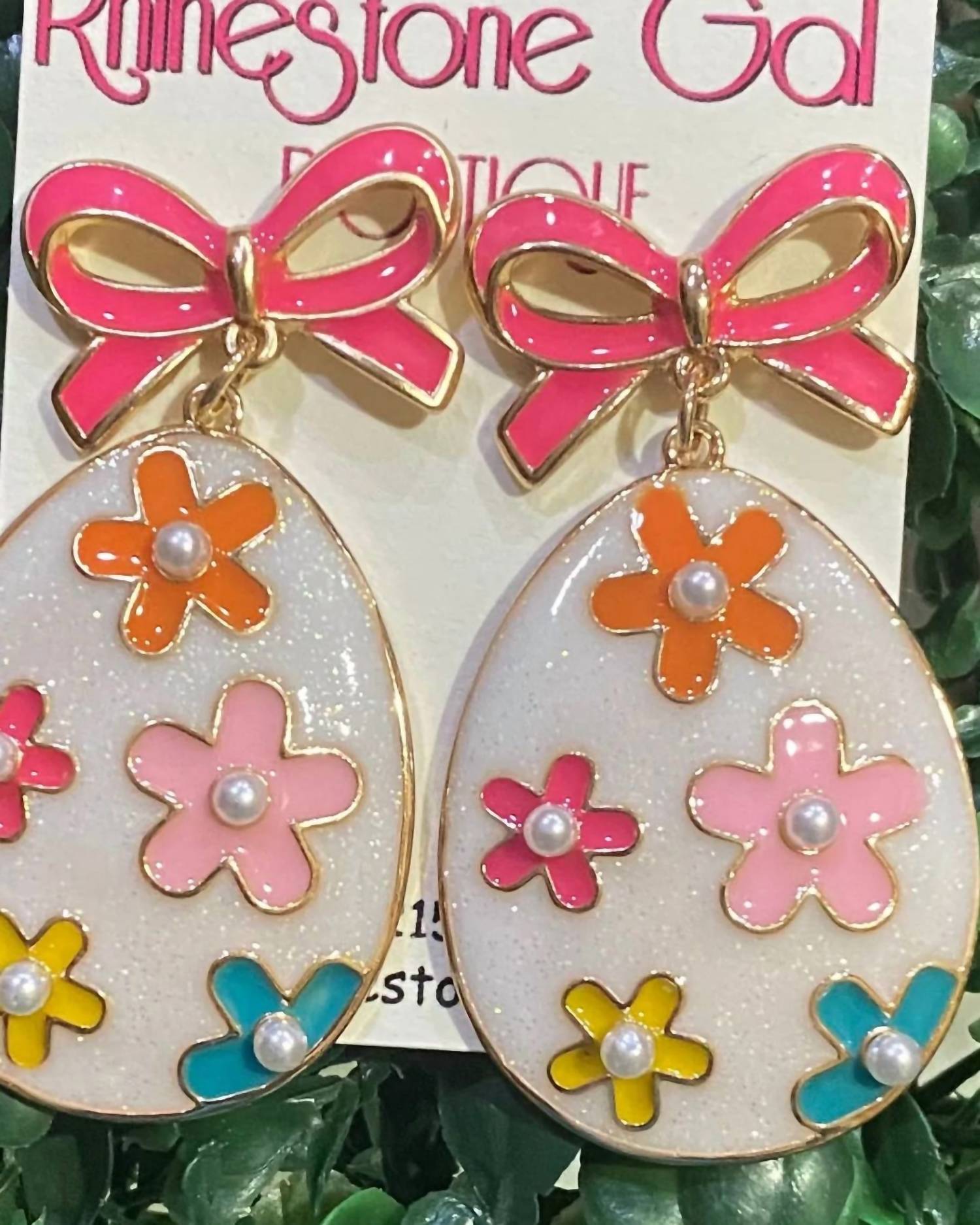Sophia Collection - Women's Easter Egg Drop Earrings With Bow Stud
