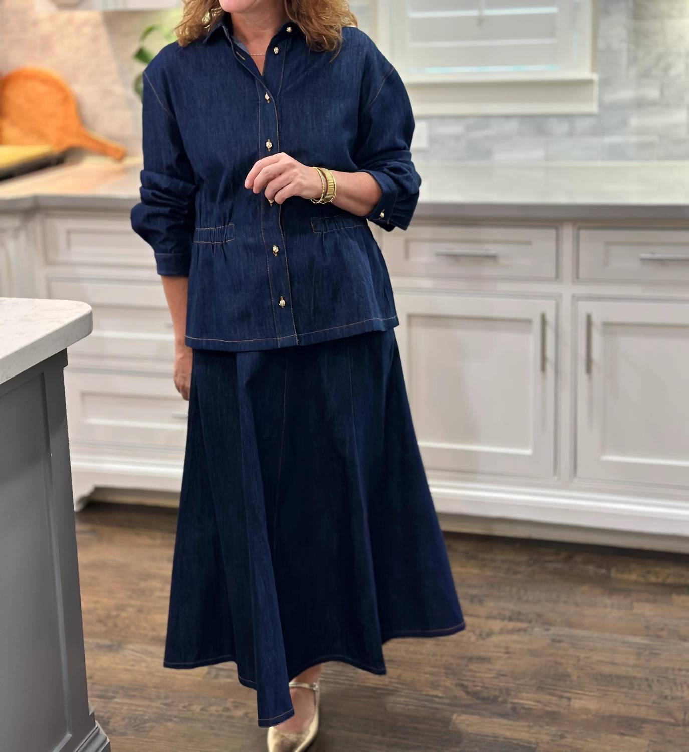 Emily Lovelock - Layla Denim Midi Skirt