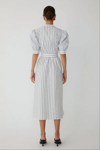 js71 Izel Dress in white black stripe - women's dress - alternate view