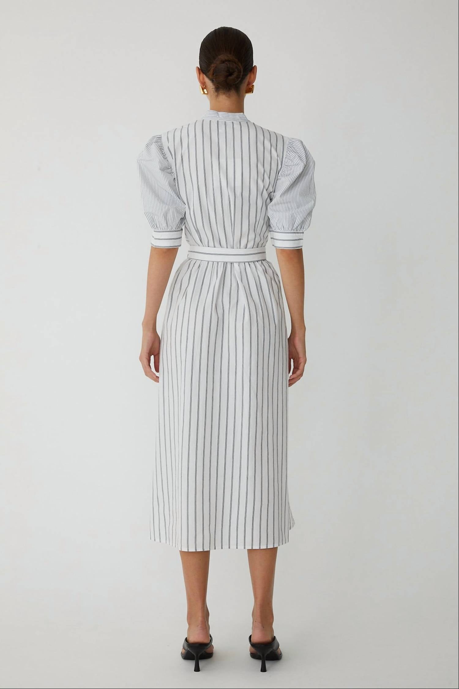 js71 Izel Dress in white black stripe - women's dress - alternate view