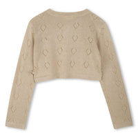Billieblush Kids' Ceremony Glitter Knitted Cardigan in light beige - kids' sweater - detail view