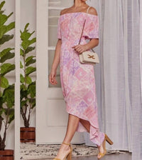 ANDREE BY UNIT Feminine Floral Off The Shoulder Midi Dress in pink - women's dress - view 5