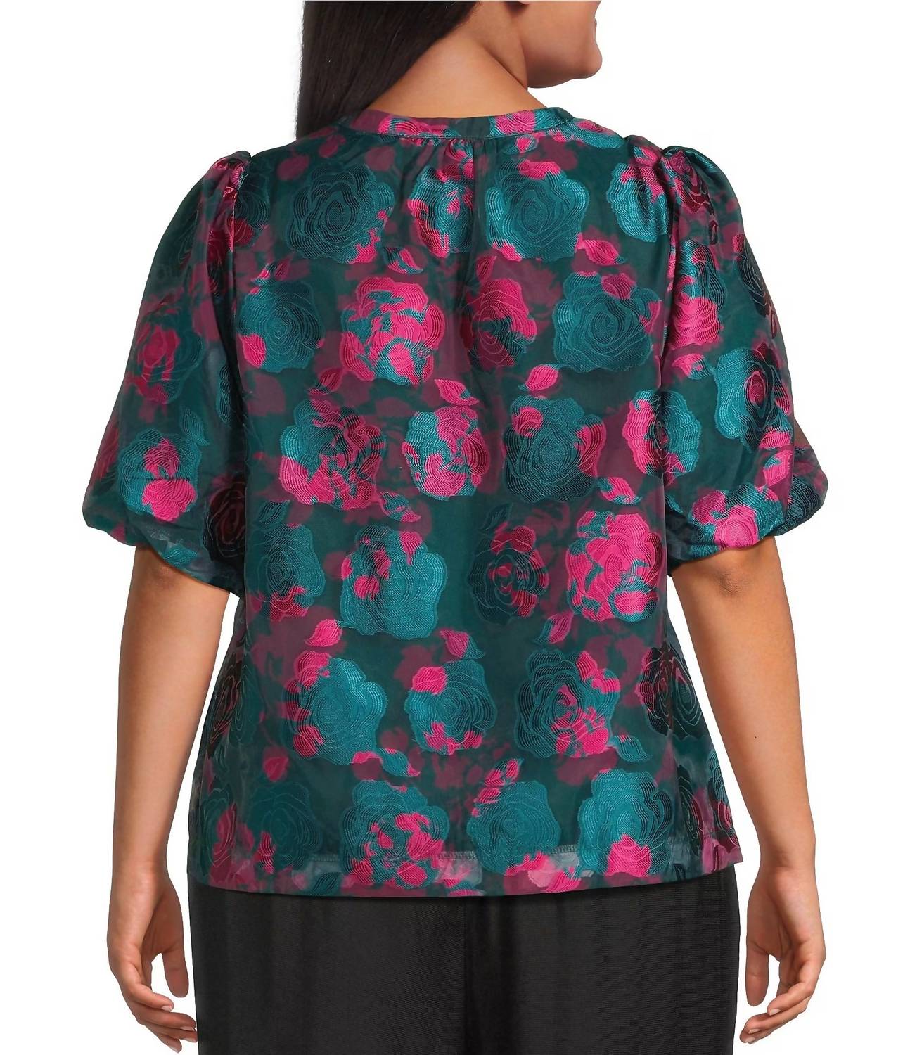 Sugarlips - Kaelani Jacquard Tavia Split Neck Top - Plus