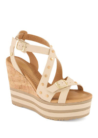 Andrea Women's Casual Wedge Sandal in beige - women's sandal