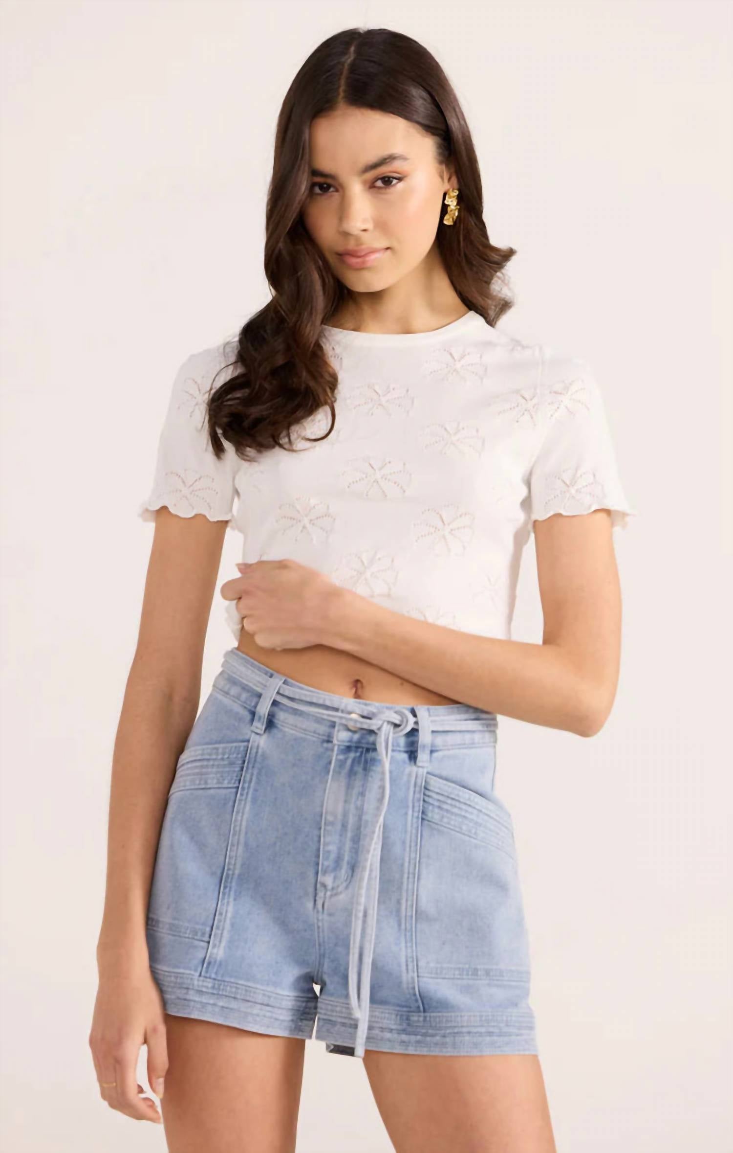 Minkpink - Bowie Pointelle Knit Tee
