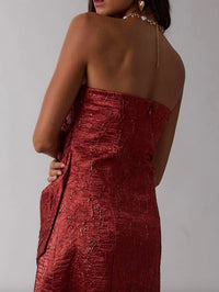 Sky To Moon - Textured Twisted Tie Mini Dress